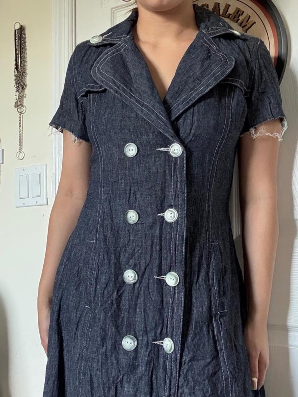 Dark Indigo Double-Breasted Denim Dress